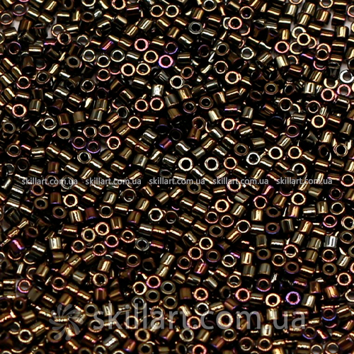 Бисер DBS-7 Miyuki Delica Beads 15/0 (коричневый металлик с "бензином" переливом)